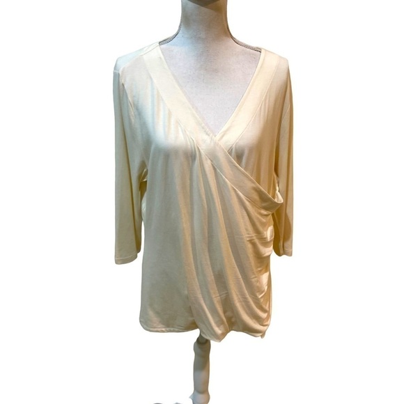 Soft Surrounding pima modal cotton ivory v neck faux wrap draping top size 1x - Picture 1 of 10